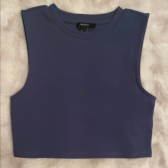 Forever 21 Tops - Forever 21 Blue Sleeveless Boxy Muscle Tee